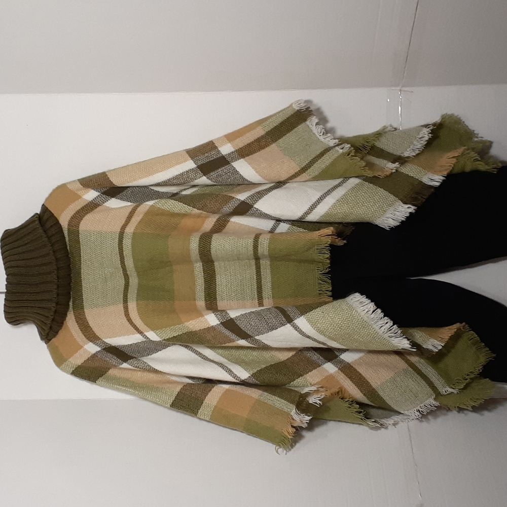 Harve Benard Multi-colored Turtle Neck  Poncho. One Size.